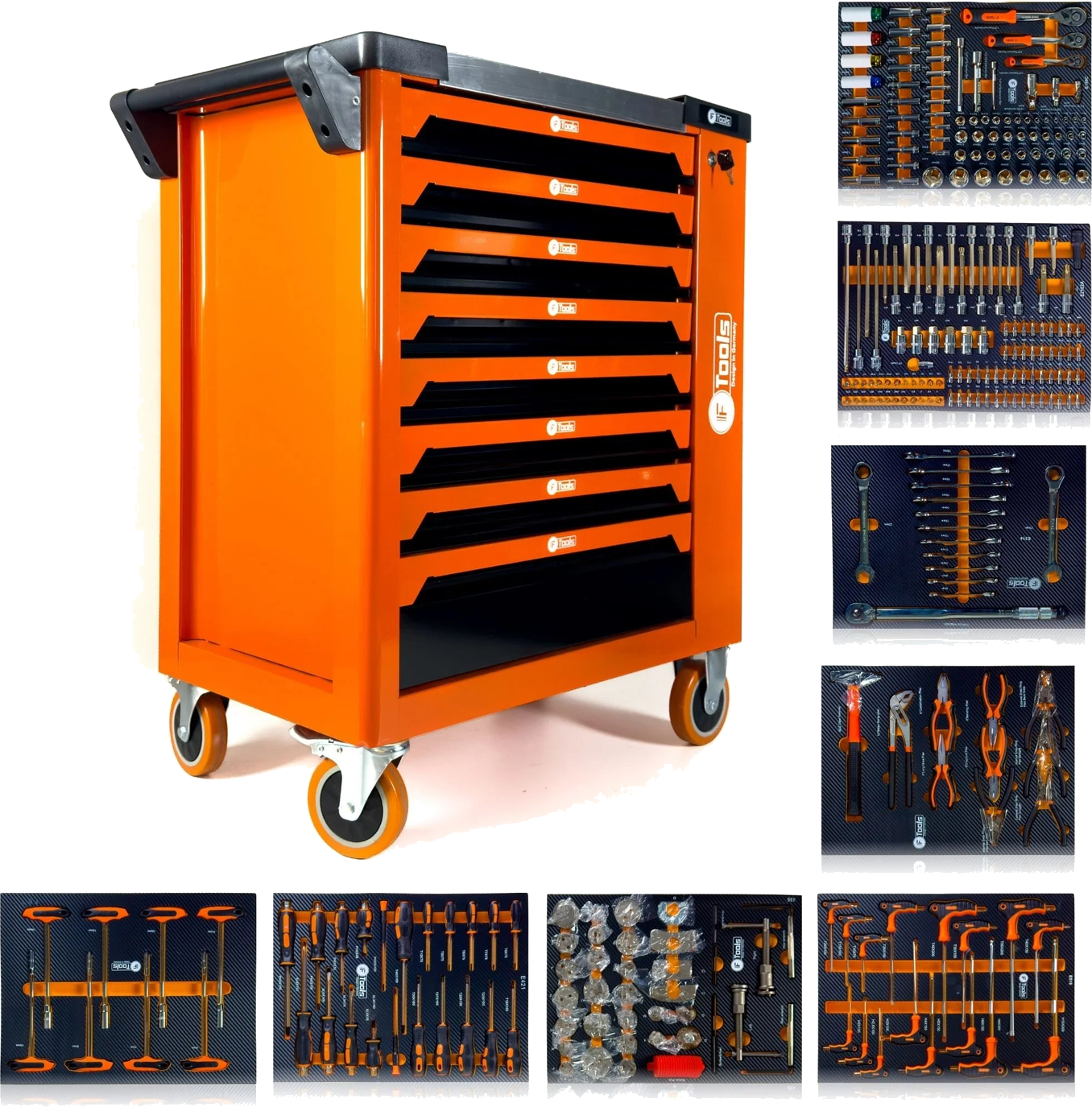 Ftools Workshop Trolley 8 Full Drawers Side Storage Space (OG)