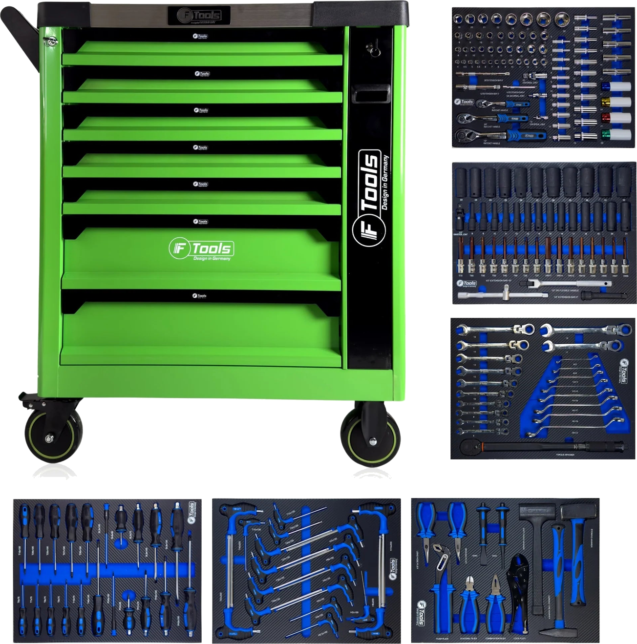 FTools Professional Workshop Trolley with 6 Equipped Drawers and Storage Compartment (VD)