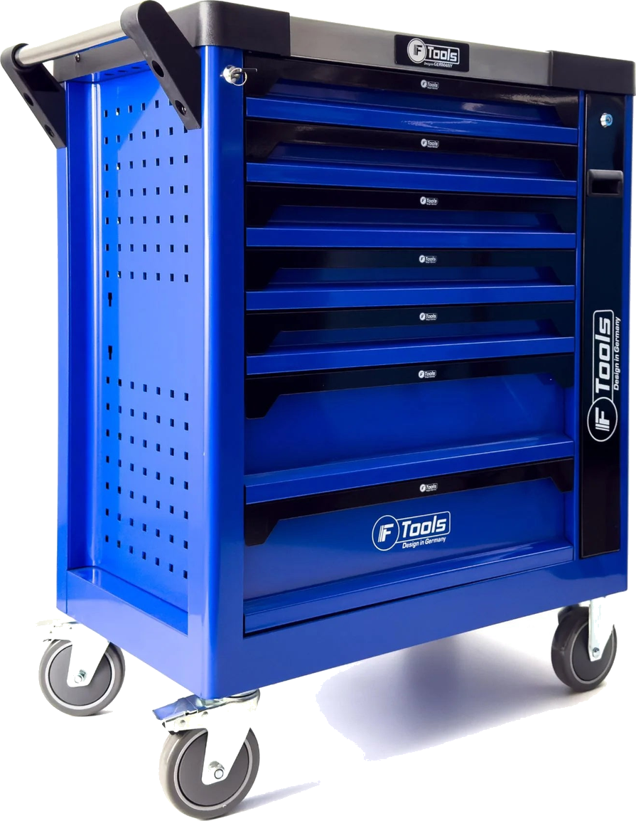 FTools Professional Workshop Trolley with 6 Equipped Drawers and Storage Compartment (BL)