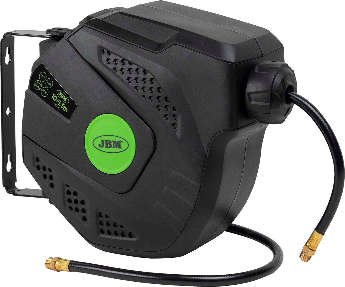 JBM Pneumatic Reel with 10+1.5m Hose Green