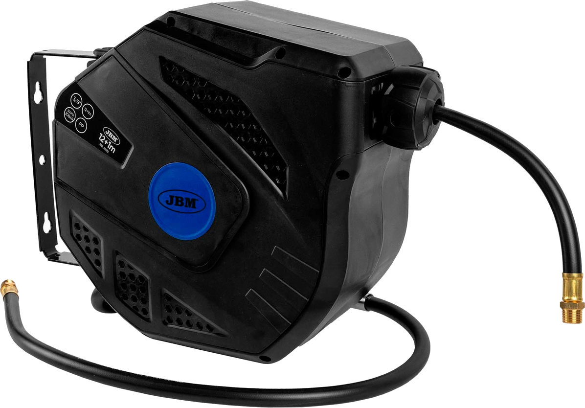 JBM Pneumatic Hose Reel with 12+1m Blue Hose
