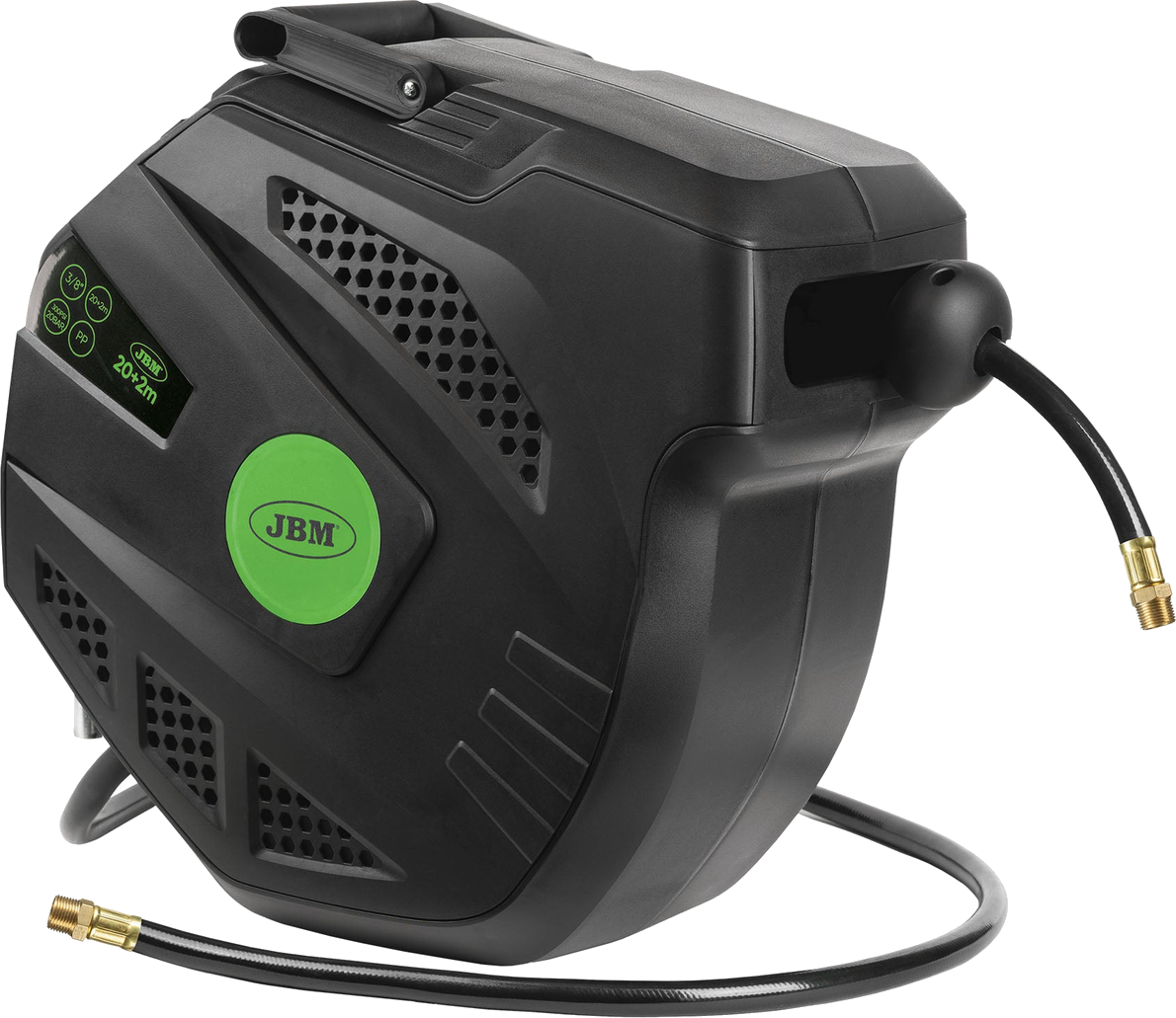 JBM Retractable Air Hose Reel with 20+2m Green Hose
