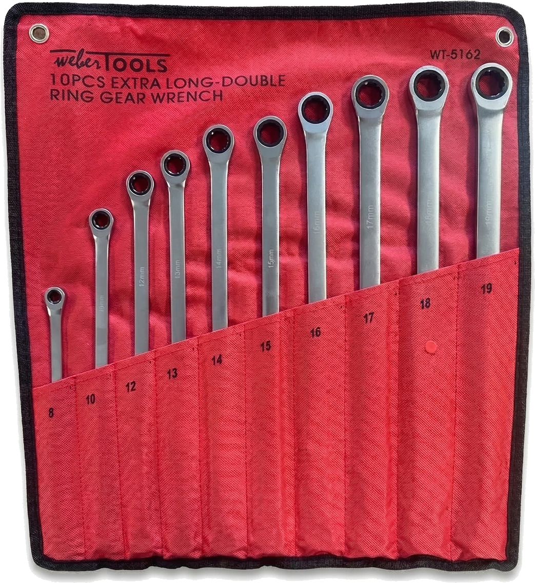 WeberTools - Extended Ratchet Combination Wrench Set 8-19 mm (10 pieces)