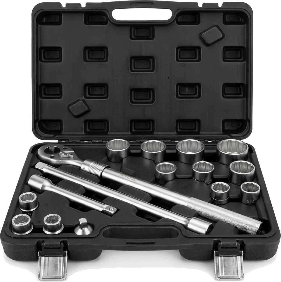 3/4" Socket Wrench Set with 72-Tooth Ratchet - 14 Pieces